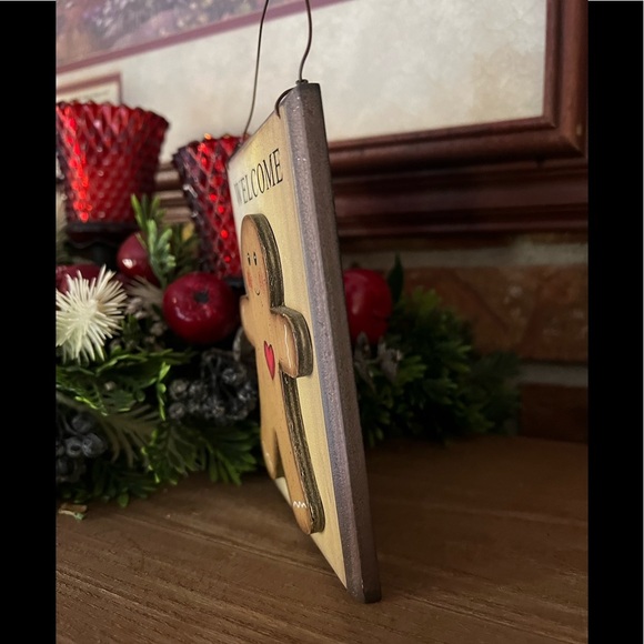 Rare Vintage Solid Wood Welcome Gingerbread Man - Picture 6 of 7